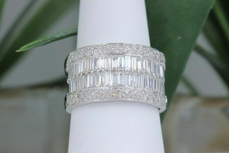 Le Vian 18k White Gold Round & Baguette Diamond Wedding Band Ring 1.55 tcw - 6