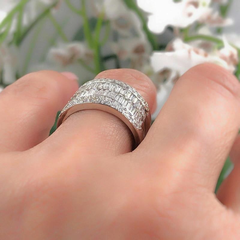 Le Vian 18k White Gold Round & Baguette Diamond Wedding Band Ring 1.55 tcw - 8