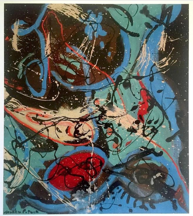 JACKSON POLLOCK ABSTRACT EXP LITHOGRAPH PRINT COMPOSITION WITH POURING II 1943 (1 of 11)