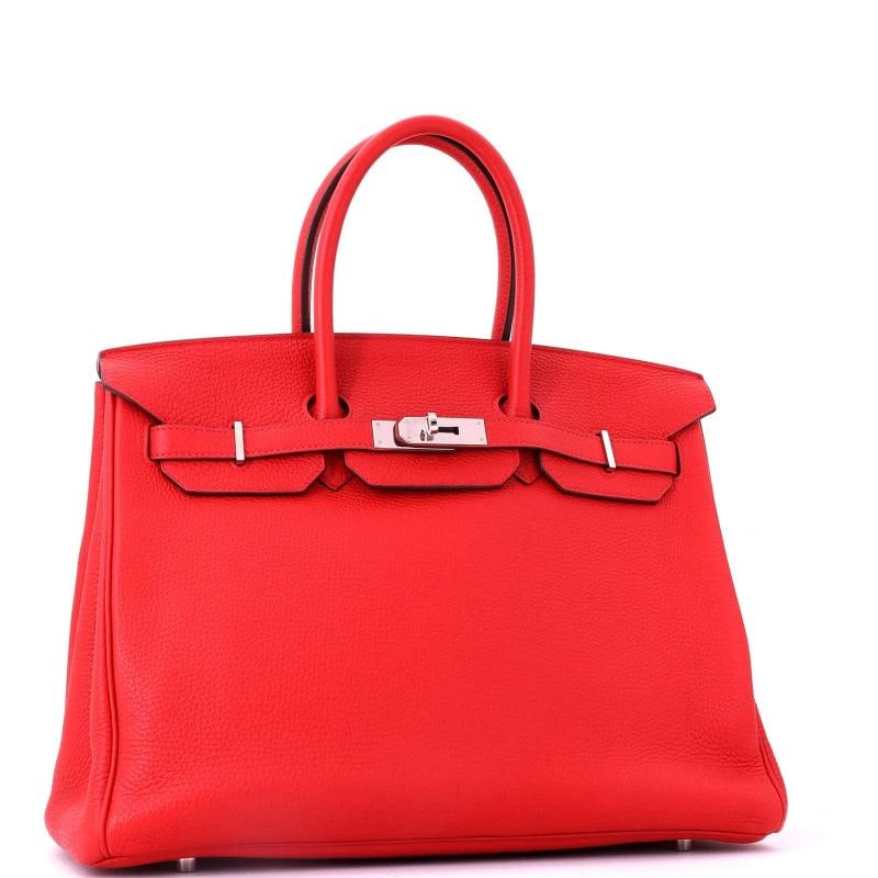 Hermes Birkin Handbag Red Togo with Palladium Hardware 35 - 2