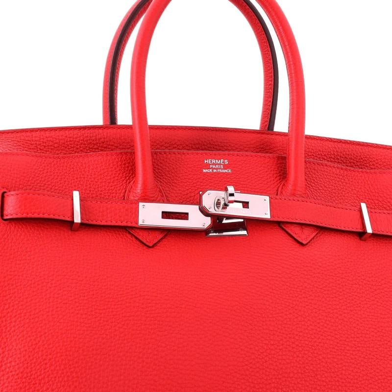 Hermes Birkin Handbag Red Togo with Palladium Hardware 35 - 6