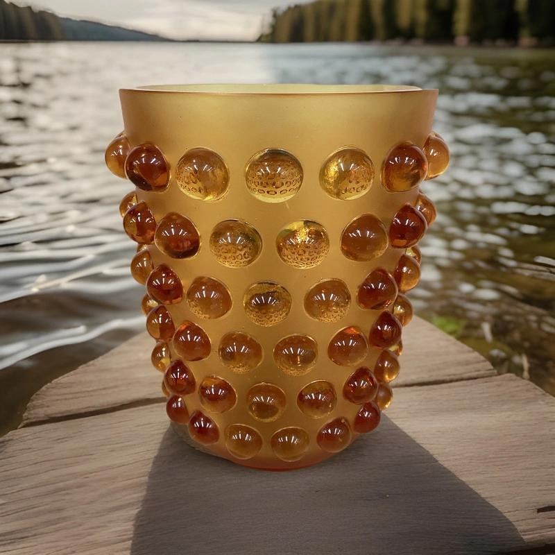 Xl Lalique Style Amber Crystal Vase H8Ã¢â‚¬Â Heavy Art Glass Ma: Condition: Used: An item that has been used previously. The item may have some signs of cosmetic wear, but is fully operational and functions as intended. This item may be a floor model or store