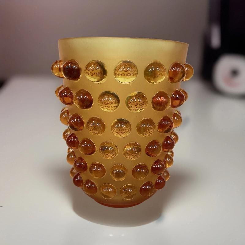 Xl Lalique Style Amber Crystal Vase H8Ã¢â‚¬Â Heavy Art Glass Ma - 6