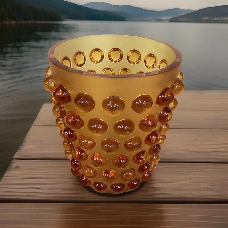 Xl Lalique Style Amber Crystal Vase H8Ã¢â‚¬Â Heavy Art Glass Ma - 7