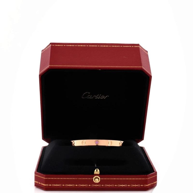 Cartier Love Cuff Bracelet 18K Rose Gold with Pink Sapphire - 2