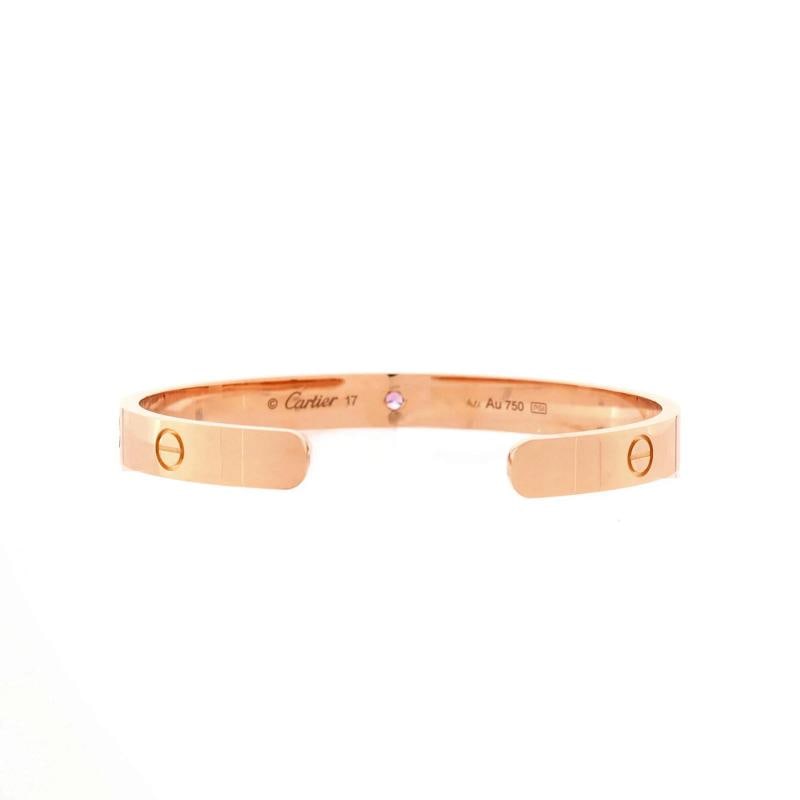 Cartier Love Cuff Bracelet 18K Rose Gold with Pink Sapphire - 3