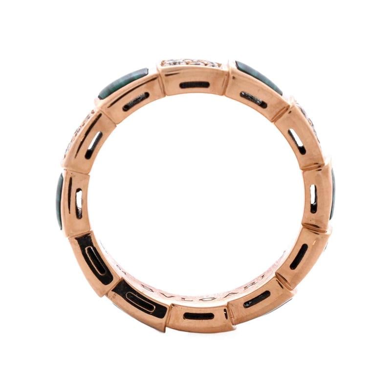 Bvlgari Serpenti Viper Ring 18K Rose Gold with Malachite and Diamonds Large - 2
