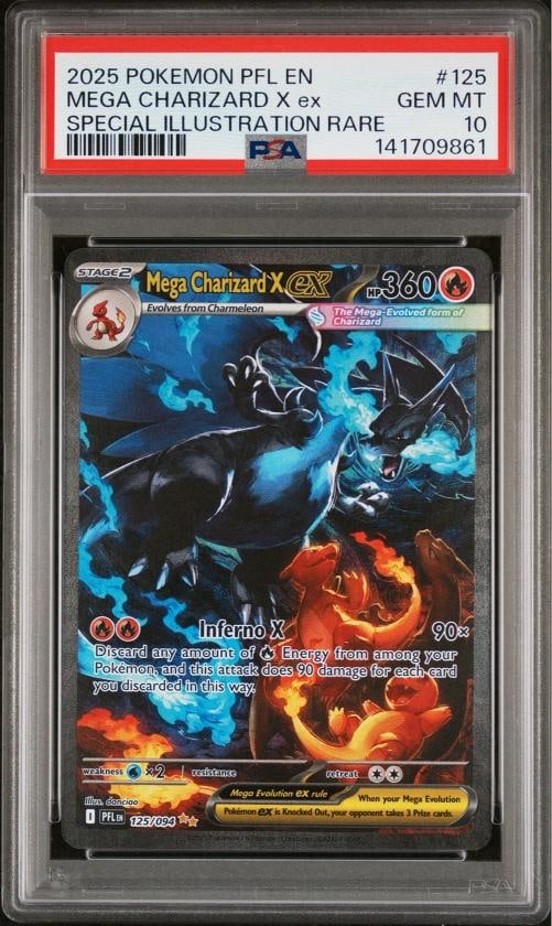 2025 POKEMON PFL EN-PHANTASMAL FLAMES #125 MEGA CHARIZARD X EX PSA 10 (1 of 2)