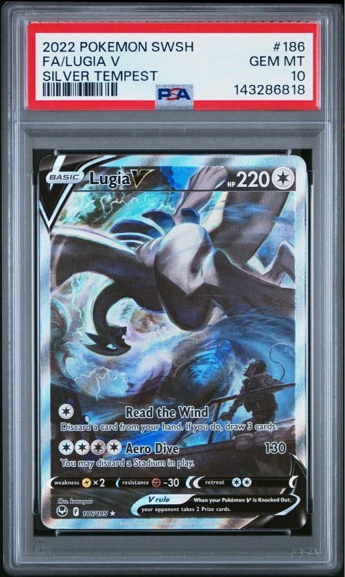 2022 POKEMON SWORD & SHIELD SILVER TEMPEST #186 FULL ART/LUGIA V PSA 10: Condition: Graded - PSA 10: Professionally graded ,Graded: Yes,Set: 2022 POKEMON SWORD & SHIELD SILVER TEMPEST,Game: PokÃƒÂ©mon TCG,Character: FULL ART/LUGIA V,Card Name: FULL ART/