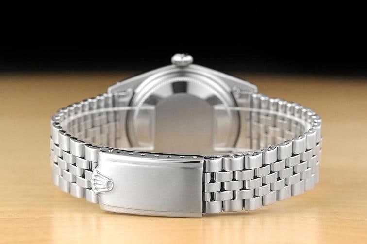 ROLEX MENS DATEJUST BLACK 18K WHITE GOLD STEEL WATCH w/ FOLDED JUBILEE BAND - 6