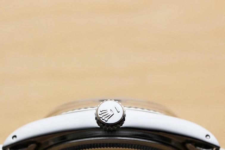 ROLEX MENS DATEJUST BLACK 18K WHITE GOLD STEEL WATCH w/ FOLDED JUBILEE BAND - 9