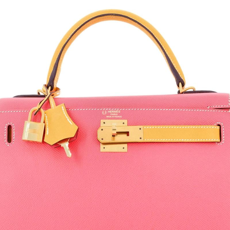 Hermes Kelly Handbag Bicolor Epsom with Brushed Gold Hardware 28 - 6