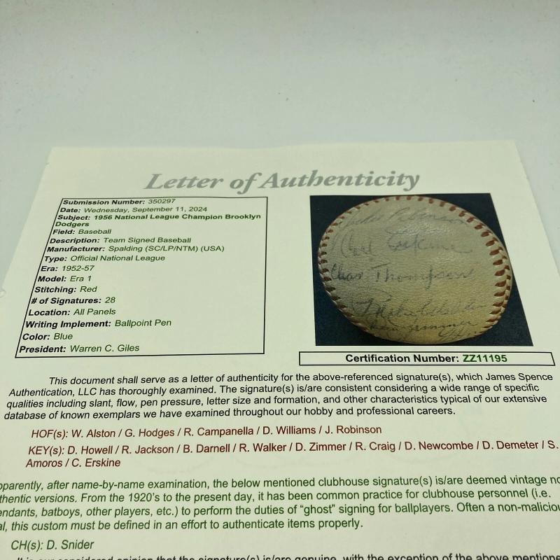 Jackie Robinson Roy Campanella 1956 Brooklyn Dodgers Team Signed Baseball JSA - 12
