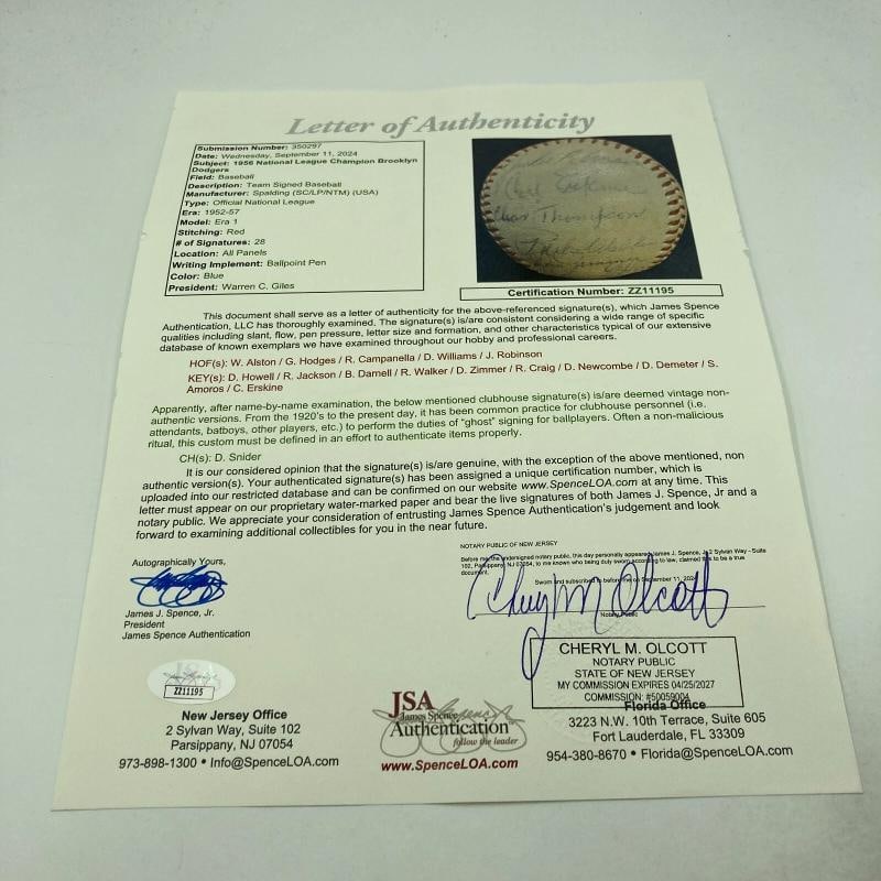 Jackie Robinson Roy Campanella 1956 Brooklyn Dodgers Team Signed Baseball JSA - 4