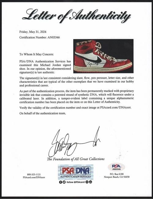 Michael Jordan Rookie Signed Pair Of 1985 Nike Jordan 1 Shoes Sneakers PSA DNA - 3
