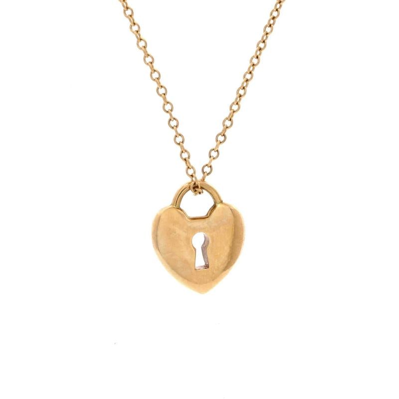 Tiffany & Co. Heart Lock Pendant Necklace 18K Rose Gold: Condition: Pre-owned - Good,Brand: Tiffany & Co.,Main Stone: Unknown,Metal: 18K Yellow Gold,Metal Purity: 18K,Style: Pendant,Type: Necklace,Color: Rose Gold,Material: 18K Rose Gold 