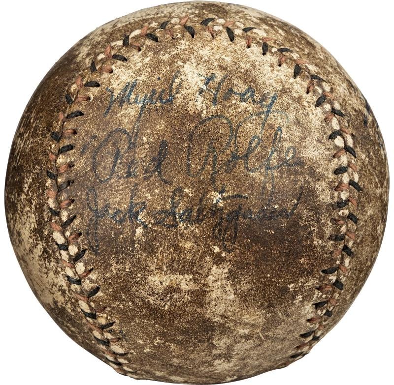 Babe Ruth Lou Gehrig & Honus Wagner Signed 1920's Baseball PSA DNA COA - 4