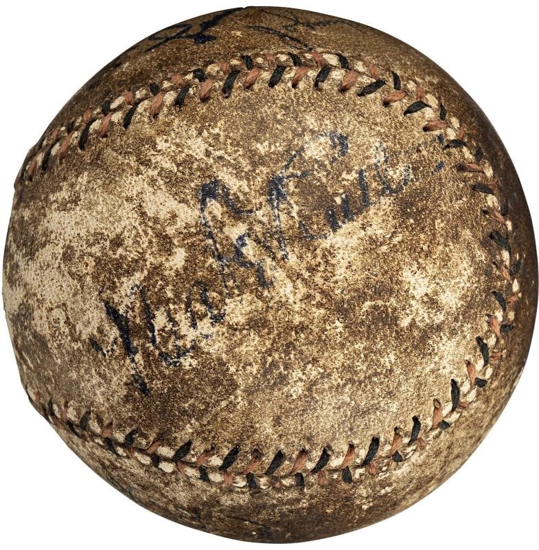 Babe Ruth Lou Gehrig & Honus Wagner Signed 1920's Baseball PSA DNA COA - 6