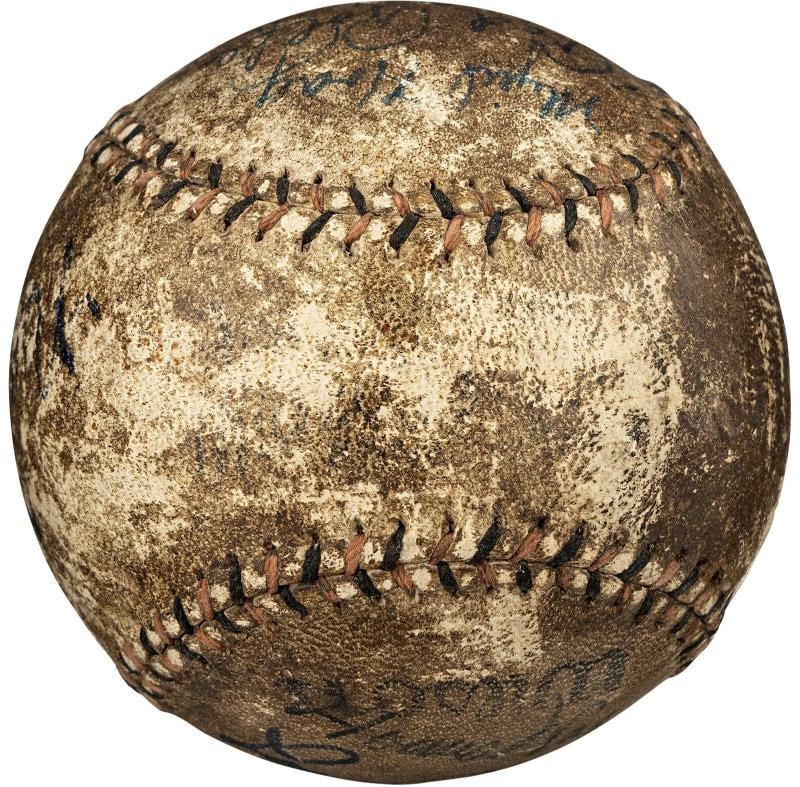 Babe Ruth Lou Gehrig & Honus Wagner Signed 1920's Baseball PSA DNA COA - 8