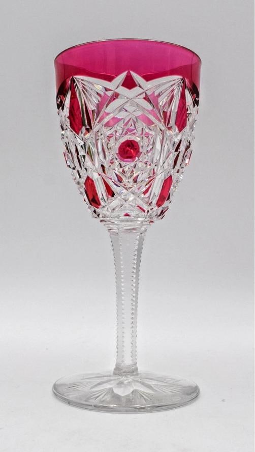 Rare Antique Baccarat "Lagny" Cranberry Cut to Clear Wine Glass - Circa 1925: This rare antique Baccarat "Lagny" cranberry cut to clear wine glass is a stunning piece that exudes elegance and sophistication. Made of glass in 1925, this wine glass features a unique design that