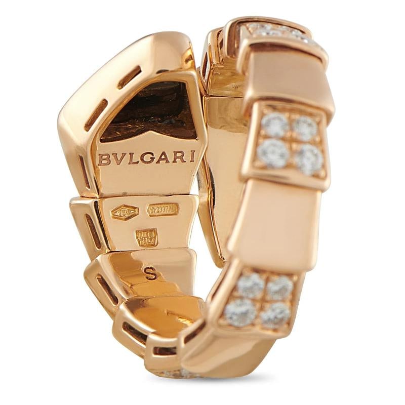 Bvlgari Serpenti Viper 18K Rose Gold Diamond and Onyx Ring #5084 - 4