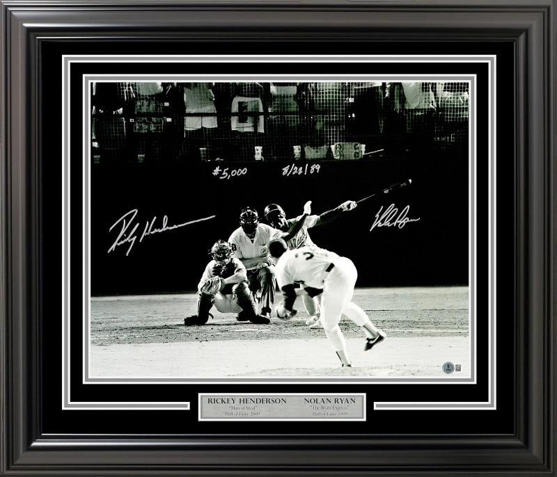 Nolan Ryan & Rickey Henderson Auto Signed Framed 16x20 Photo Rangers ": Player: Nolan Ryan,Team: Texas Rangers,Sport: Baseball-MLB,Product: Photo,Signed: Yes,Autograph Authentication: Beckett Authentication Services (BAS),Original/Reprint: Original,Country of Origin: