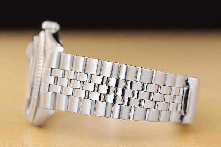 ROLEX MENS DATEJUST BLACK DIAMOND DIAL 18K WHITE GOLD STEEL WATCH w/ FOLDED BAND - 5