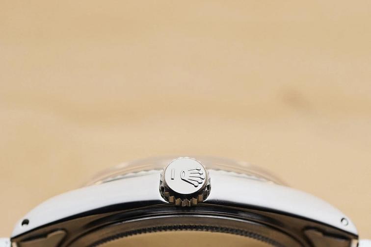 ROLEX MENS DATEJUST BLACK DIAMOND DIAL 18K WHITE GOLD STEEL WATCH w/ FOLDED BAND - 9