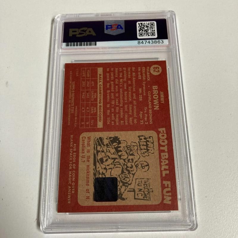 1958 Topps Jim Brown Signed Auto 2001 Team Topps Legends PSA DNA - 2