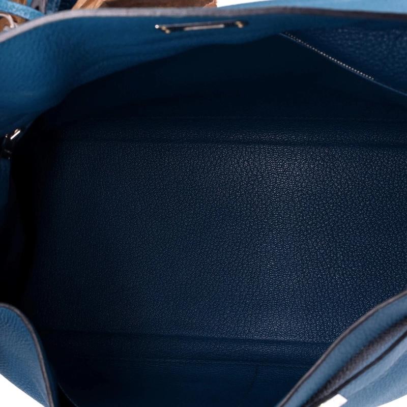 Hermes Kelly Handbag Blue Togo with Palladium Hardware 35 - 5