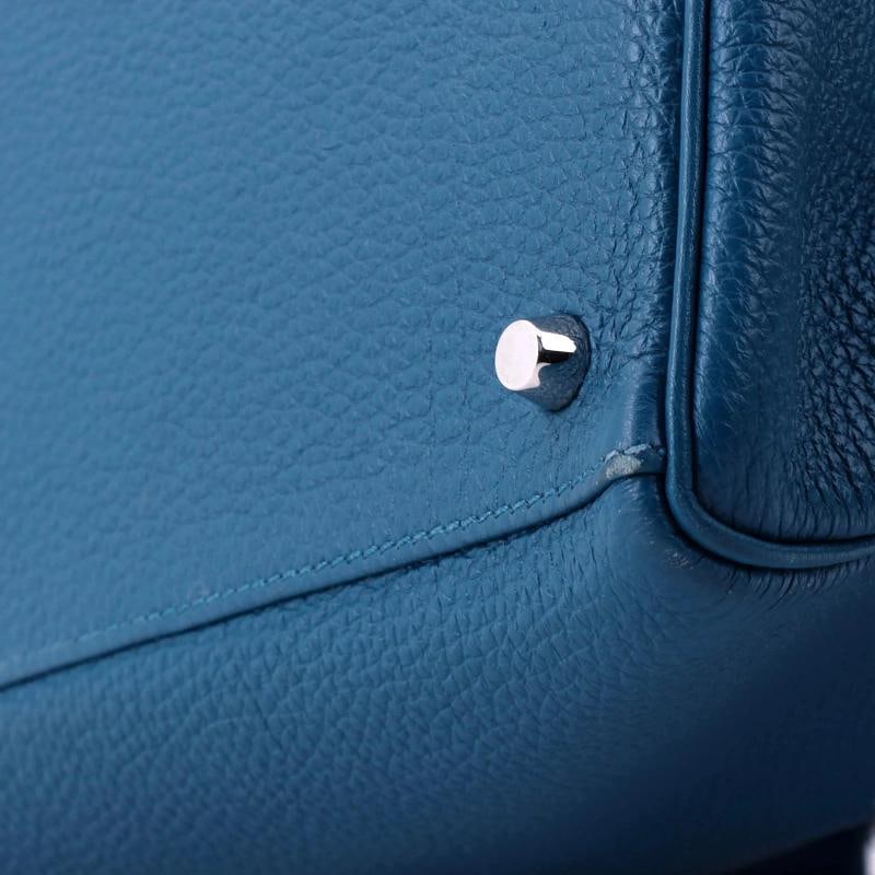 Hermes Kelly Handbag Blue Togo with Palladium Hardware 35 - 7