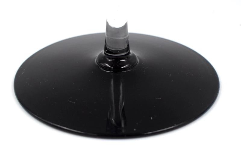 Pair of Steuben Art Glass Twisted Threaded Candlesticks - Black & Clear Shape - 5