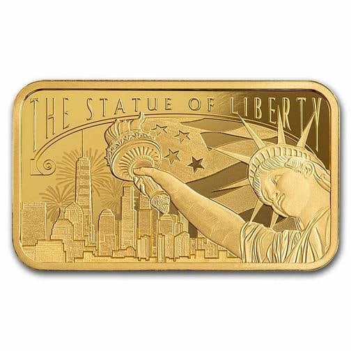 1 oz Gold Bar - PAMP America the Free Statue of Liberty (Assay) - 3