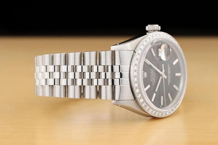 ROLEX DATEJUST 1601 18K GOLD STEEL BLACK DIAL DIAMOND WATCH w/ JUBILEE BRACELET - 6