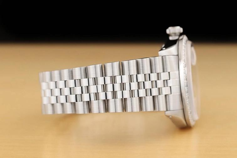 ROLEX DATEJUST 1601 18K GOLD STEEL BLACK DIAL DIAMOND WATCH w/ JUBILEE BRACELET - 7