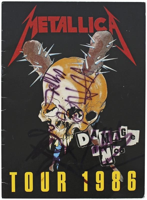 Metallica (4) Hetfield, Burton, Hammett & Ulrich Signed 1986 Tour Program BAS (1 of 6)