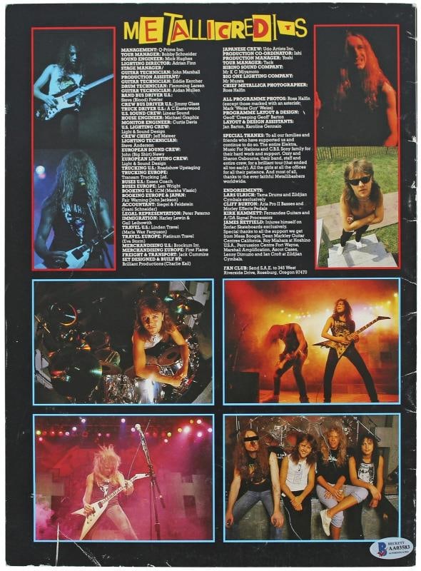 Metallica (4) Hetfield, Burton, Hammett & Ulrich Signed 1986 Tour Program BAS - 4