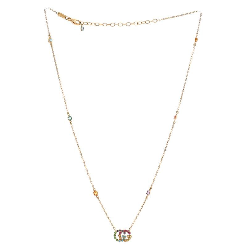 Gucci GG Running Station Necklace 18K Yellow Gold with Topaz, Quartz, Tsavorite - 2