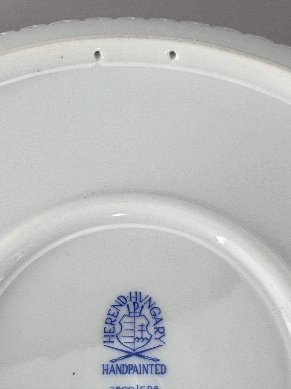 Herend Handpainted Emaille Rose ERS Reticulated 10 7/8" Bowl w Artist Signature - 8