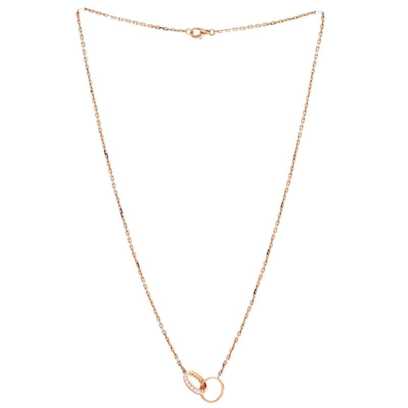 Cartier Love Interlocking Necklace 18K Rose Gold with Diamonds - 2