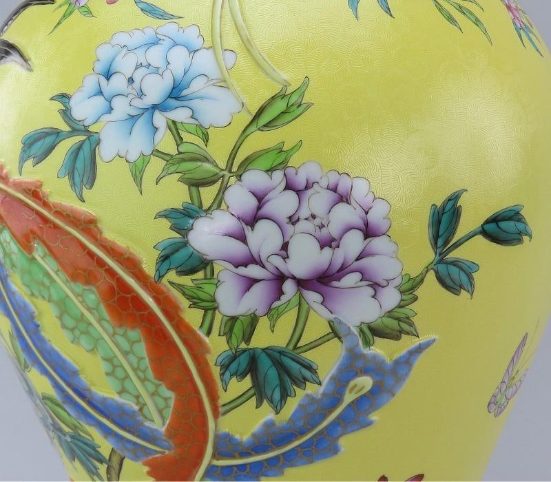 Superb Chinese Yongzheng Mark Yellow Liuyeping Phoenix Bird Flowers Vase - 6