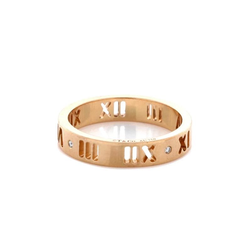 Tiffany & Co. Atlas Pierced Ring 18K Rose Gold and Diamonds 3.5mm - 3