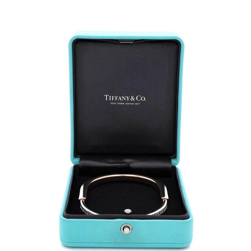 Tiffany & Co. Lock Bangle Bracelet 18K Rose Gold and 18K White Gold with Half - 2