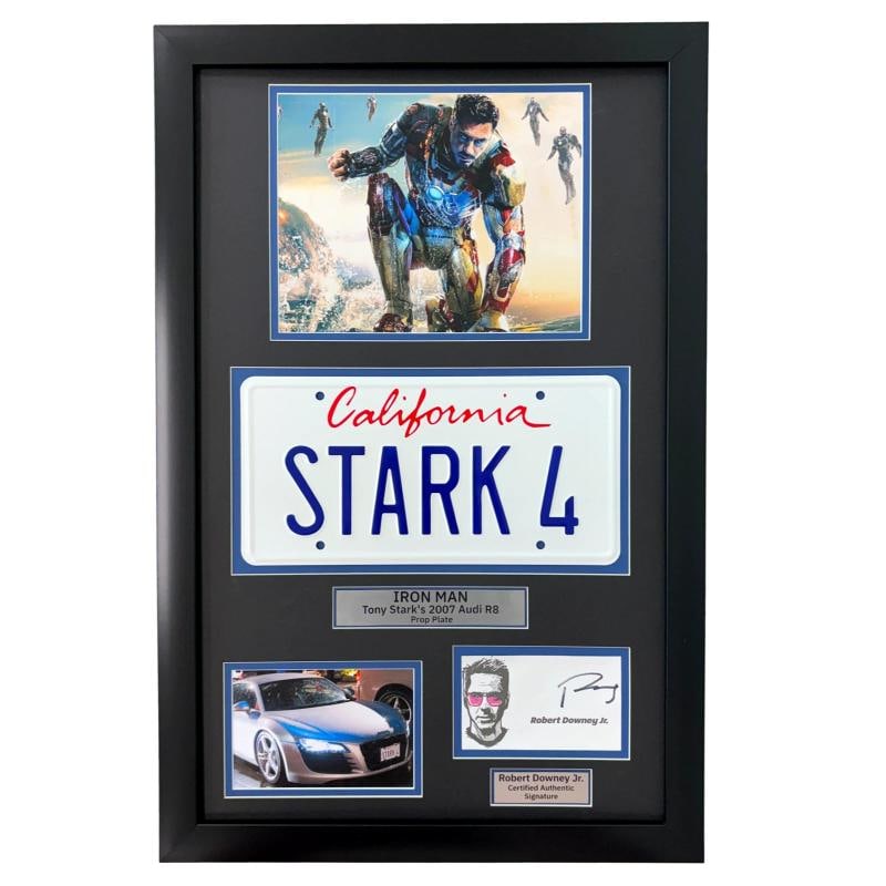 Robert Downey Jr. Signed Iron Man Movie Car Audi R8 License Plate Framed JSA COA (1 of 2)