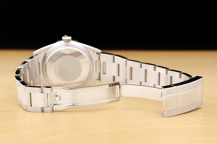 ROLEX MENS DATEJUST 16014 BLACK DIAL 18K WHITE GOLD STEEL WATCH w/ OYSTER BAND - 10