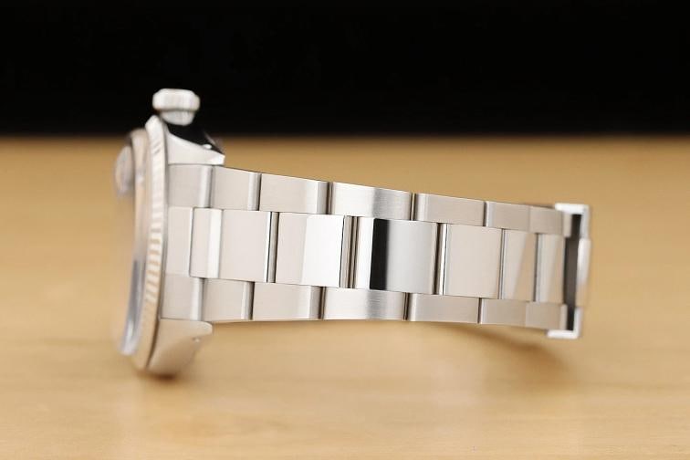 ROLEX MENS DATEJUST 16014 BLACK DIAL 18K WHITE GOLD STEEL WATCH w/ OYSTER BAND - 5