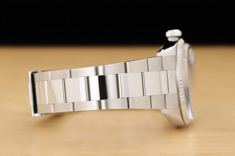 ROLEX MENS DATEJUST 16014 BLACK DIAL 18K WHITE GOLD STEEL WATCH w/ OYSTER BAND - 8