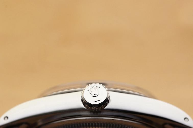 ROLEX MENS DATEJUST 16014 BLACK DIAL 18K WHITE GOLD STEEL WATCH w/ OYSTER BAND - 9