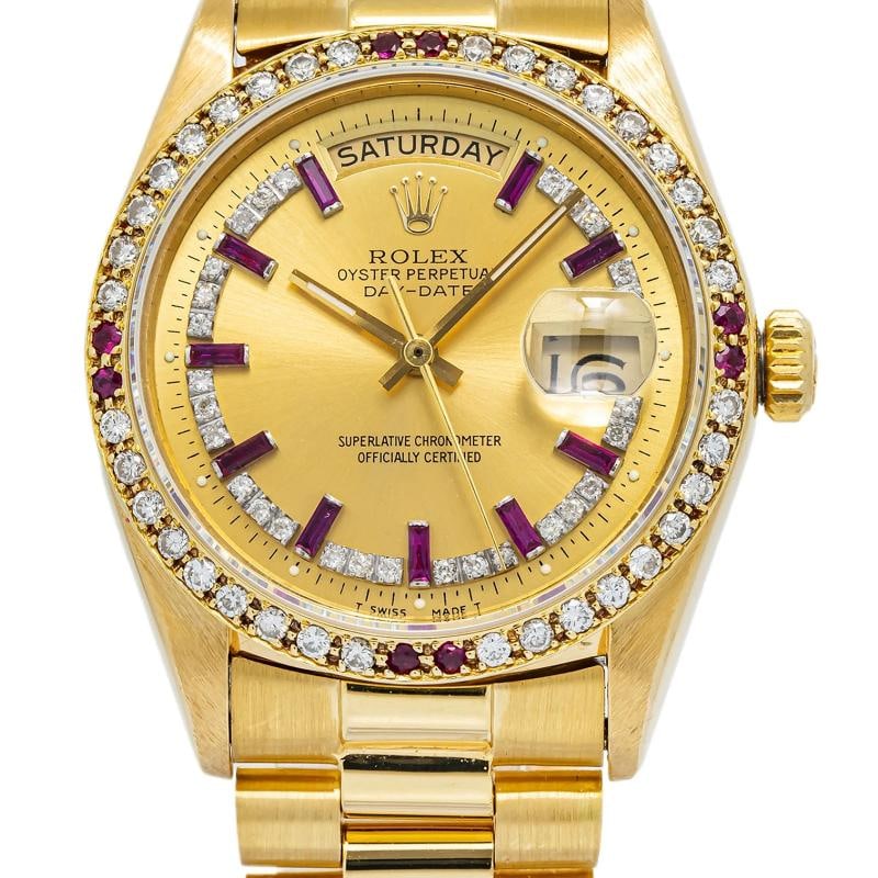 Rolex Day-Date 18038 Auto President 18k YG Ruby Champagne Dial Men Watch 36mm - 2