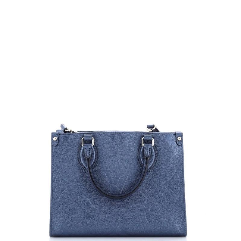 Louis Vuitton OnTheGo Tote Monogram Empreinte Giant PM: Condition: Pre-owned - Excellent,Brand: Louis Vuitton,Exterior Material: Leather,Style: Shoulder Bags,Exterior Color: Blue,Department: Women,Size: Pm,Accessories: With Strap Condition: Great.